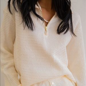 DONNI. Waffle 1/2 Zip Pullover
